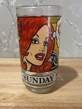 Vintage Pop Art " The Sunday Funnies" Glass featuring Brenda Starr- 1976